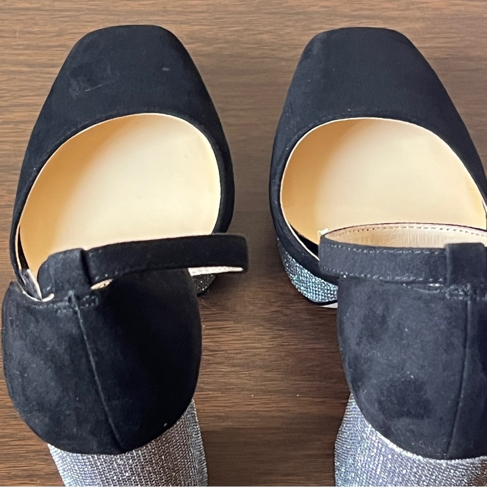 Jessica Simpson Katina Sparkly Velvety Platform Chunky Heels - Size 6 - Picture 11 of 11